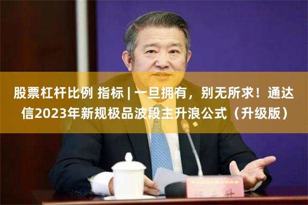 股票杠杆比例 指标 | 一旦拥有，别无所求！通达信2023年新规极品波段主升浪公式（升级版）