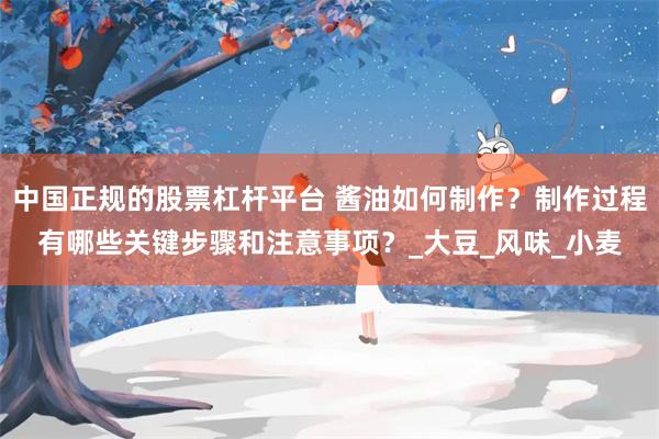 中国正规的股票杠杆平台 酱油如何制作？制作过程有哪些关键步骤和注意事项？_大豆_风味_小麦