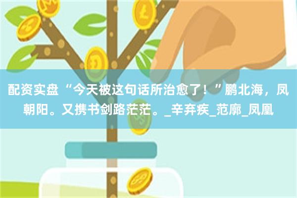 配资实盘 “今天被这句话所治愈了！”鹏北海，凤朝阳。又携书剑路茫茫。_辛弃疾_范廓_凤凰