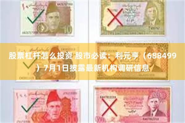 股票杠杆怎么投资 股市必读：利元亨（688499）7月1日披露最新机构调研信息